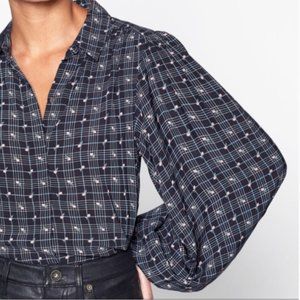 Equipment Marcilly Rose & Black Blouse Medium